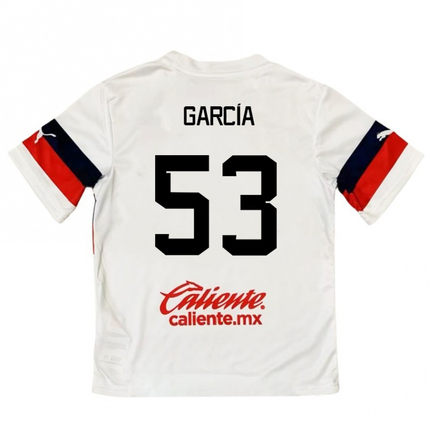 Kids Football Uziel García #53 White Red Away Jersey 2024/25 T-Shirt Canada