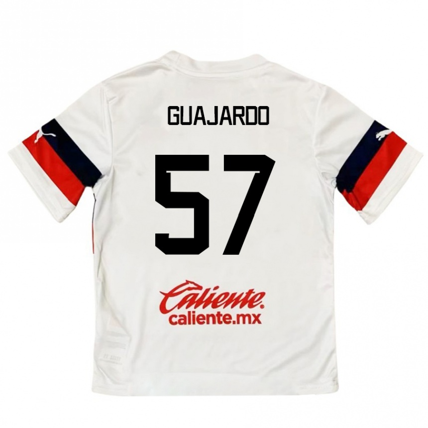 Kids Football Dylan Guajardo #57 White Red Away Jersey 2024/25 T-Shirt Canada