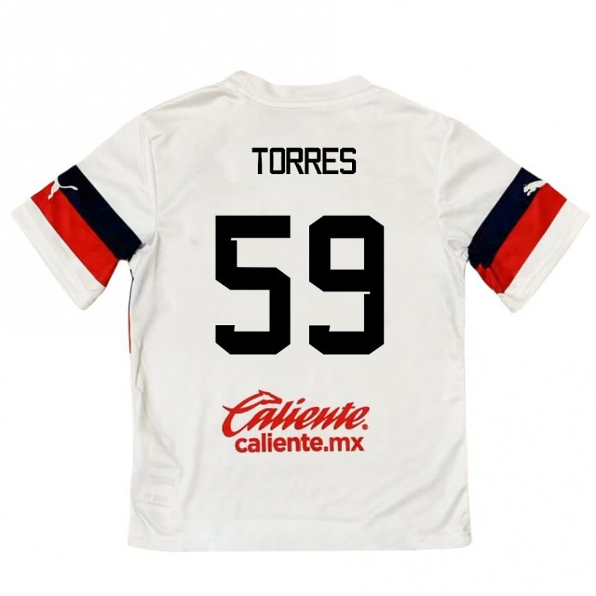 Enfant Football Maillot Christian Torres #59 Blanc Rouge Tenues Extérieur 2024/25 Canada