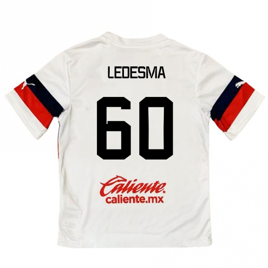 Kids Football Luis Ledesma #60 White Red Away Jersey 2024/25 T-Shirt Canada