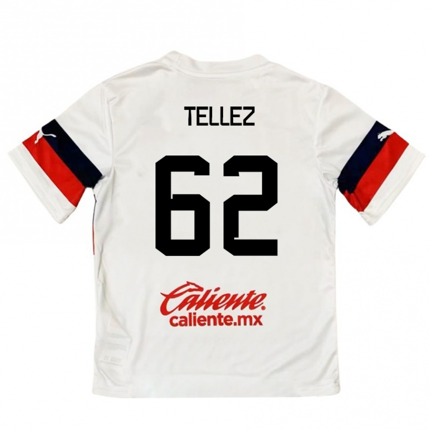 Kids Football Brandon Téllez #62 White Red Away Jersey 2024/25 T-Shirt Canada