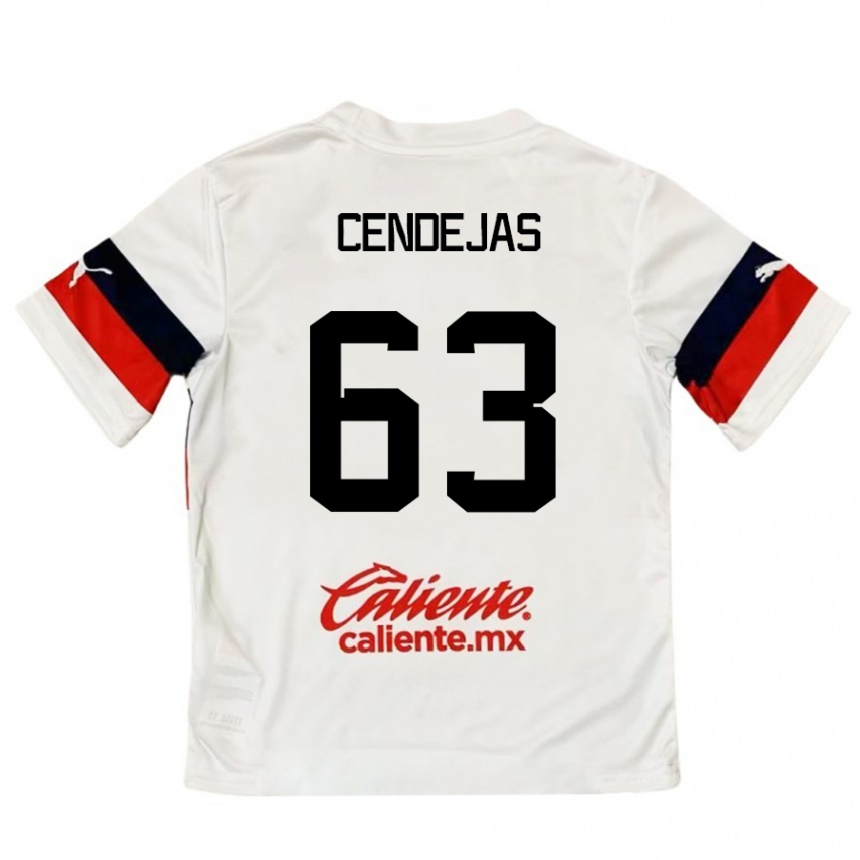 Kids Football Matías Cendejas #63 White Red Away Jersey 2024/25 T-Shirt Canada