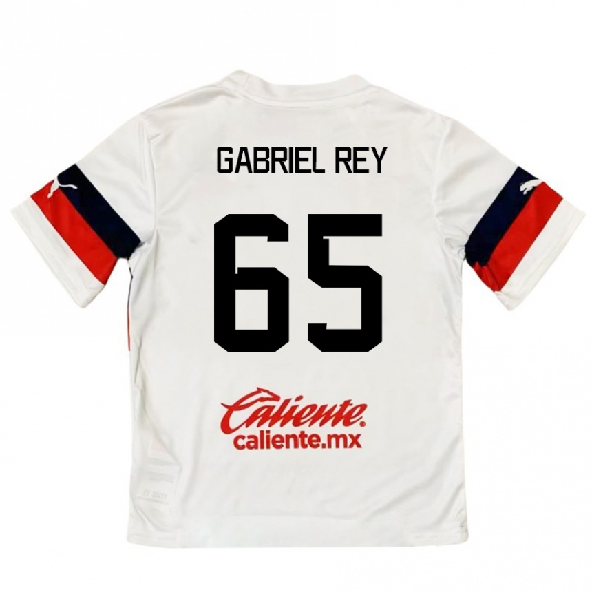 Kids Football Luis Gabriel Rey #65 White Red Away Jersey 2024/25 T-Shirt Canada