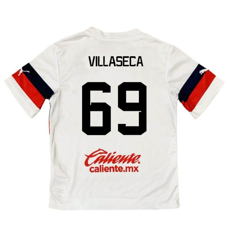 Kids Football Daniel Villaseca #69 White Red Away Jersey 2024/25 T-Shirt Canada