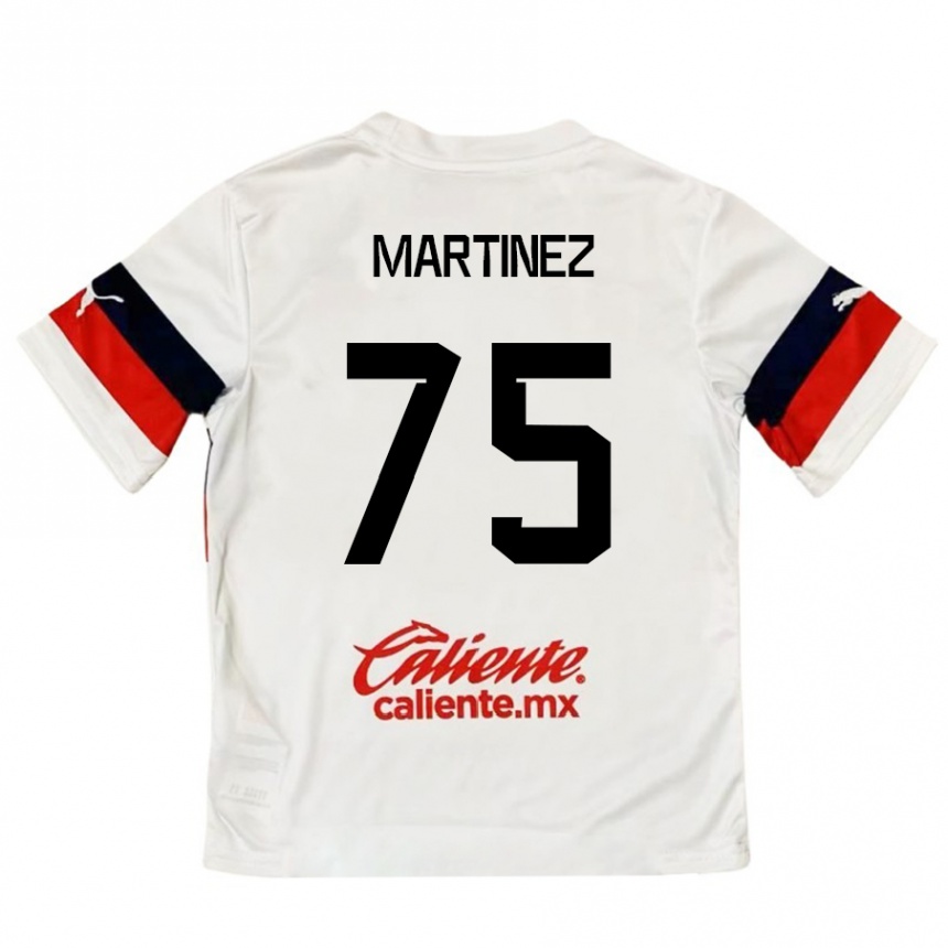 Kids Football Isaac Martínez #75 White Red Away Jersey 2024/25 T-Shirt Canada