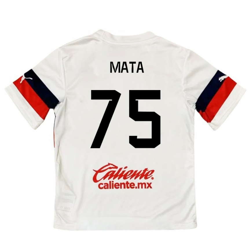 Kids Football Hugo Mata #75 White Red Away Jersey 2024/25 T-Shirt Canada