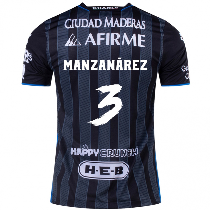 Enfant Football Maillot Óscar Manzanárez #3 Blanc Noir Tenues Extérieur 2024/25 Canada