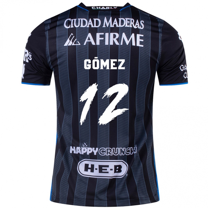 Kids Football Jaime Gómez #12 White Black Away Jersey 2024/25 T-Shirt Canada