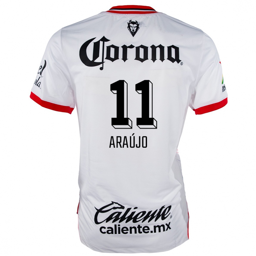 Kids Football Maximiliano Araújo #11 White Red Away Jersey 2024/25 T-Shirt Canada