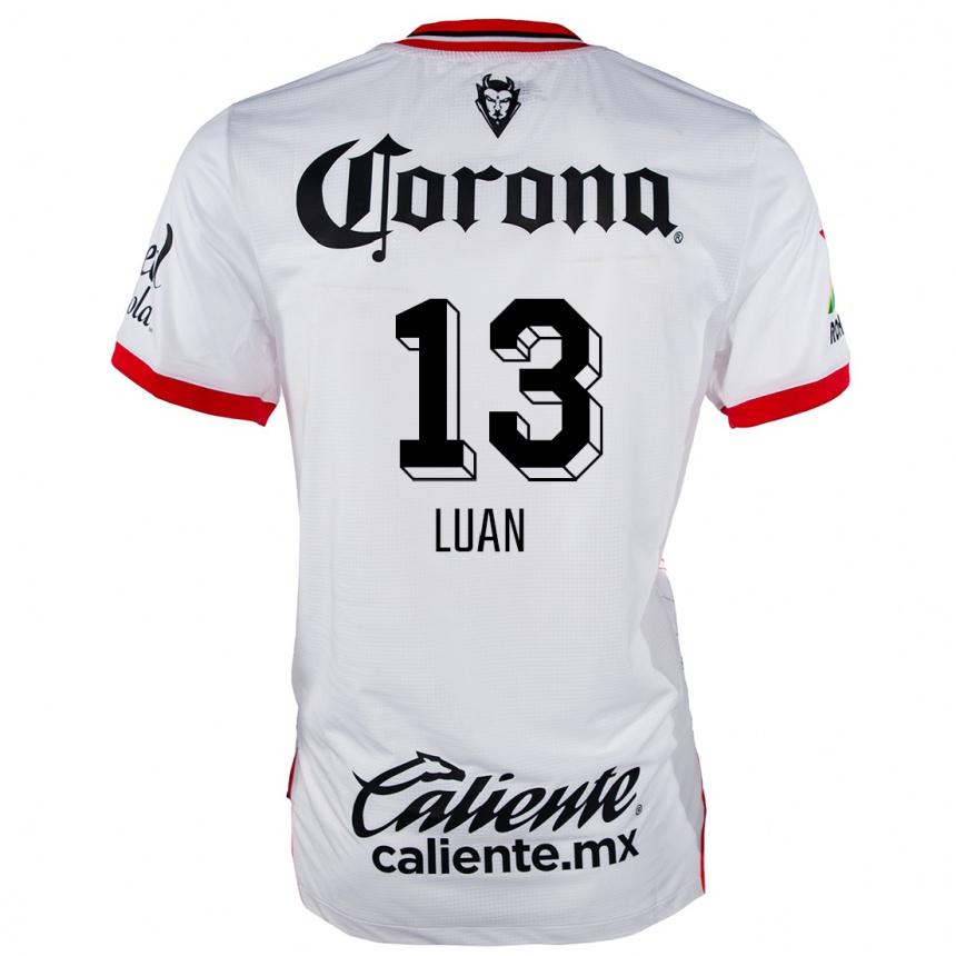 Kids Football Luan #13 White Red Away Jersey 2024/25 T-Shirt Canada