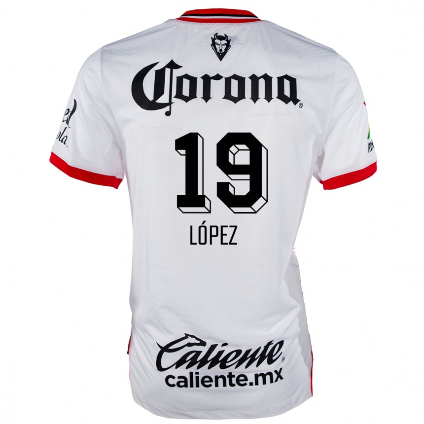 Kids Football Iván López #19 White Red Away Jersey 2024/25 T-Shirt Canada