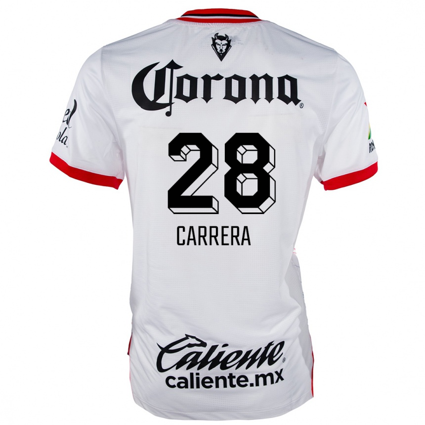 Enfant Football Maillot Nico Carrera #28 Blanc Rouge Tenues Extérieur 2024/25 Canada