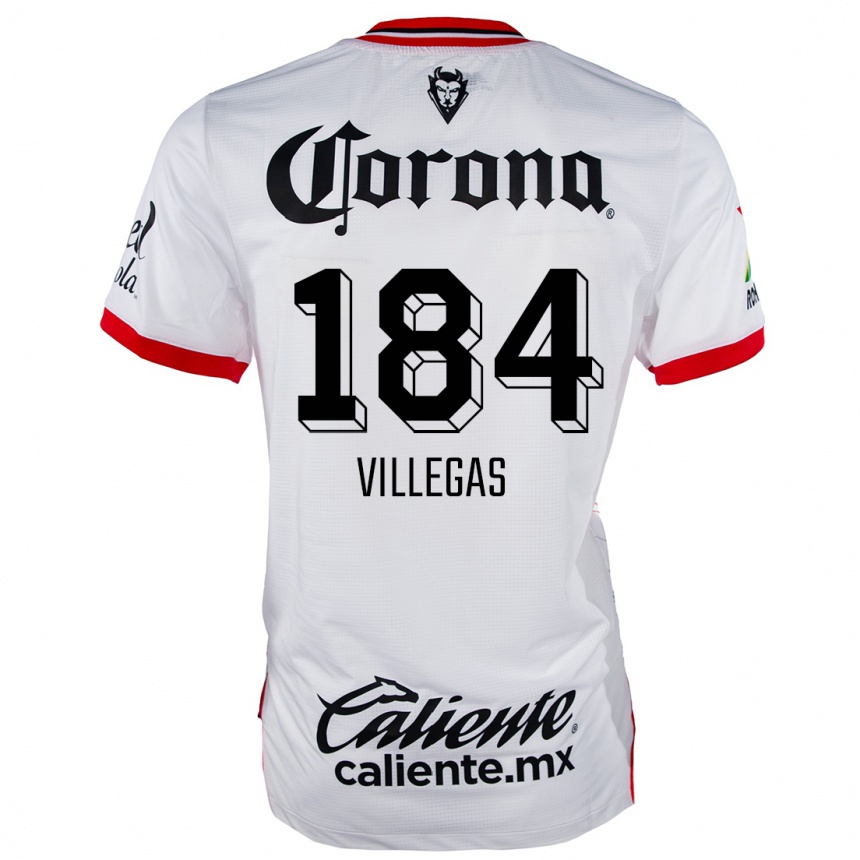 Kids Football Abraham Villegas #184 White Red Away Jersey 2024/25 T-Shirt Canada