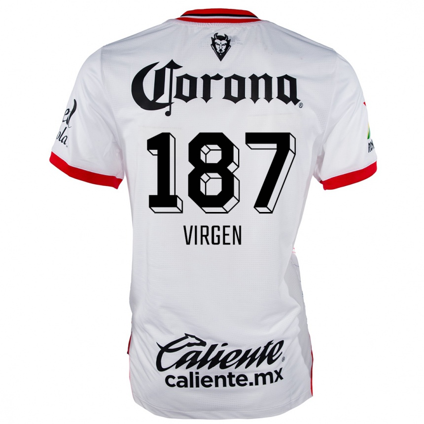 Kids Football Oswaldo Virgen #187 White Red Away Jersey 2024/25 T-Shirt Canada