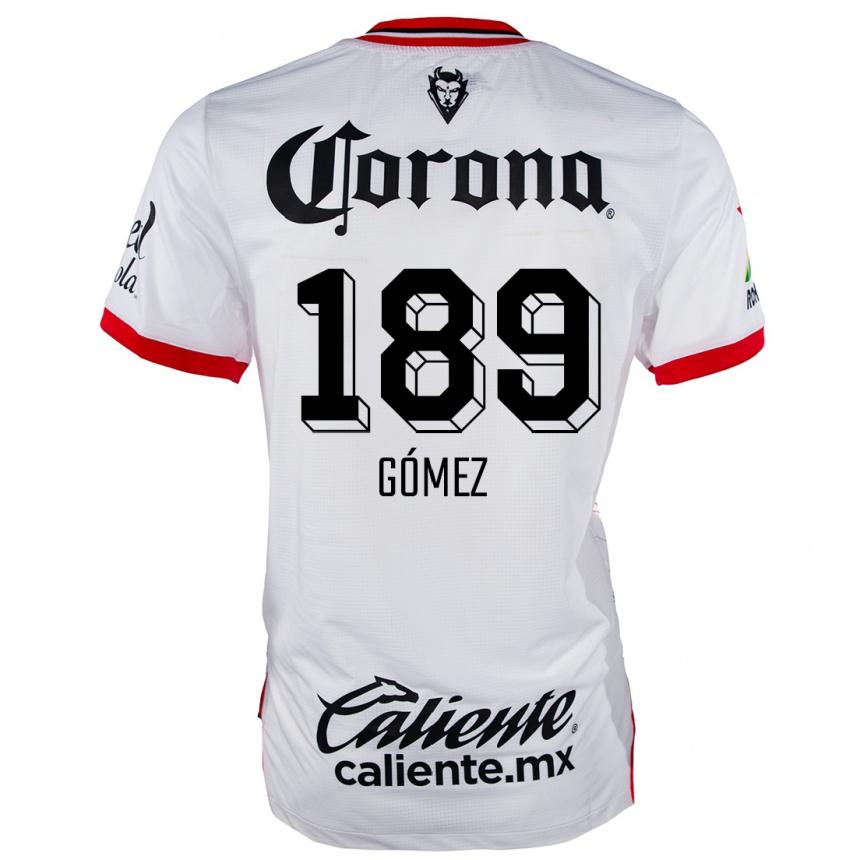 Kids Football Enrique Gómez #189 White Red Away Jersey 2024/25 T-Shirt Canada