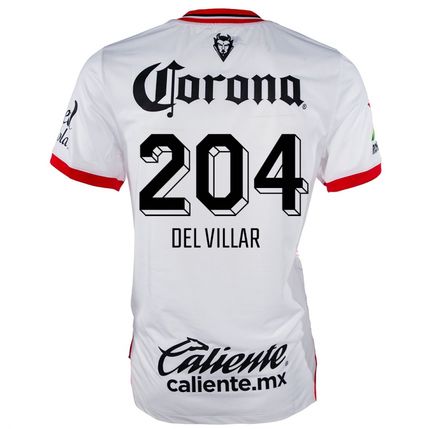 Kids Football Everardo Del Villar #204 White Red Away Jersey 2024/25 T-Shirt Canada