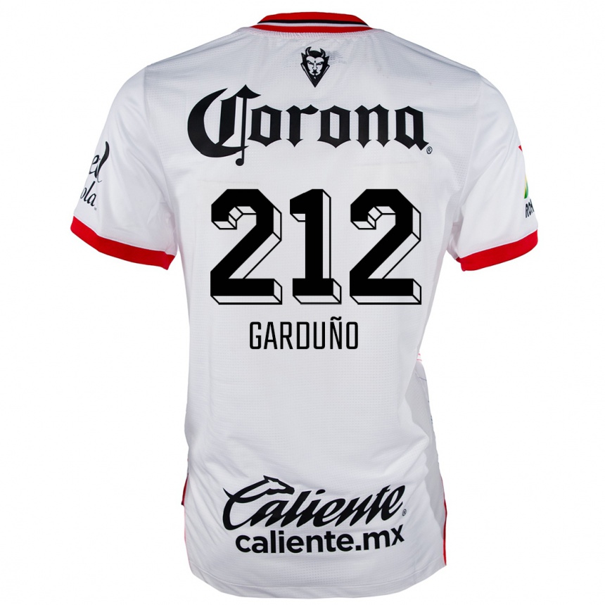 Kids Football Carlos Garduño #212 White Red Away Jersey 2024/25 T-Shirt Canada