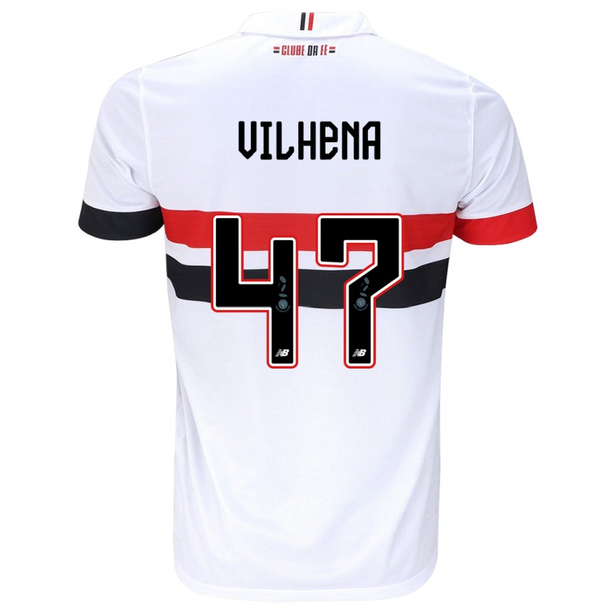 Men Football Pedro Vilhena #47 White Red Black Home Jersey 2024/25 T-Shirt Canada