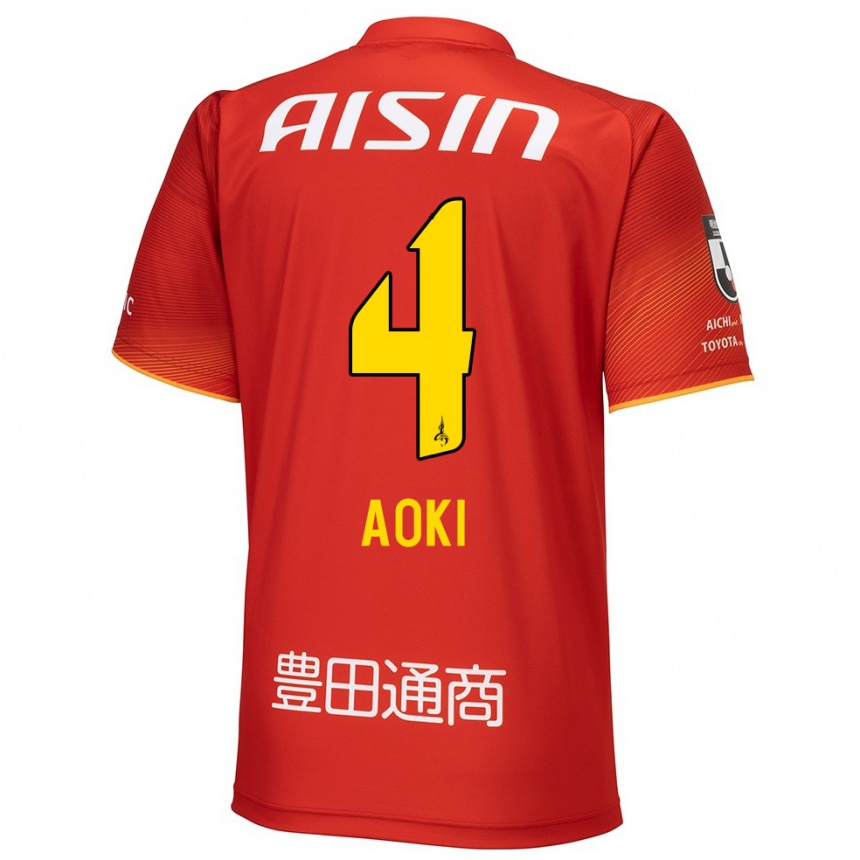 Men Football Masamune Aoki #4 Red White Yellow Home Jersey 2024/25 T-Shirt Canada