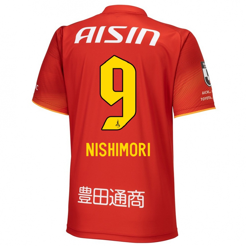 Men Football Naoto Nishimori #9 Red White Yellow Home Jersey 2024/25 T-Shirt Canada