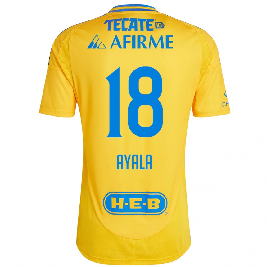 Men Football David Ayala #18 Gold Yellow Home Jersey 2024/25 T-Shirt Canada