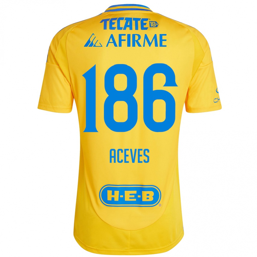 Men Football Israel Aceves #186 Gold Yellow Home Jersey 2024/25 T-Shirt Canada