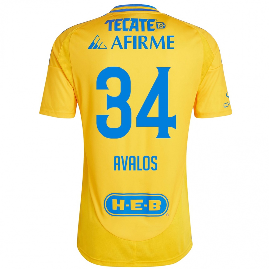 Homme Football Maillot Erick Avalos #34 Or Jaune Tenues Domicile 2024/25 Canada