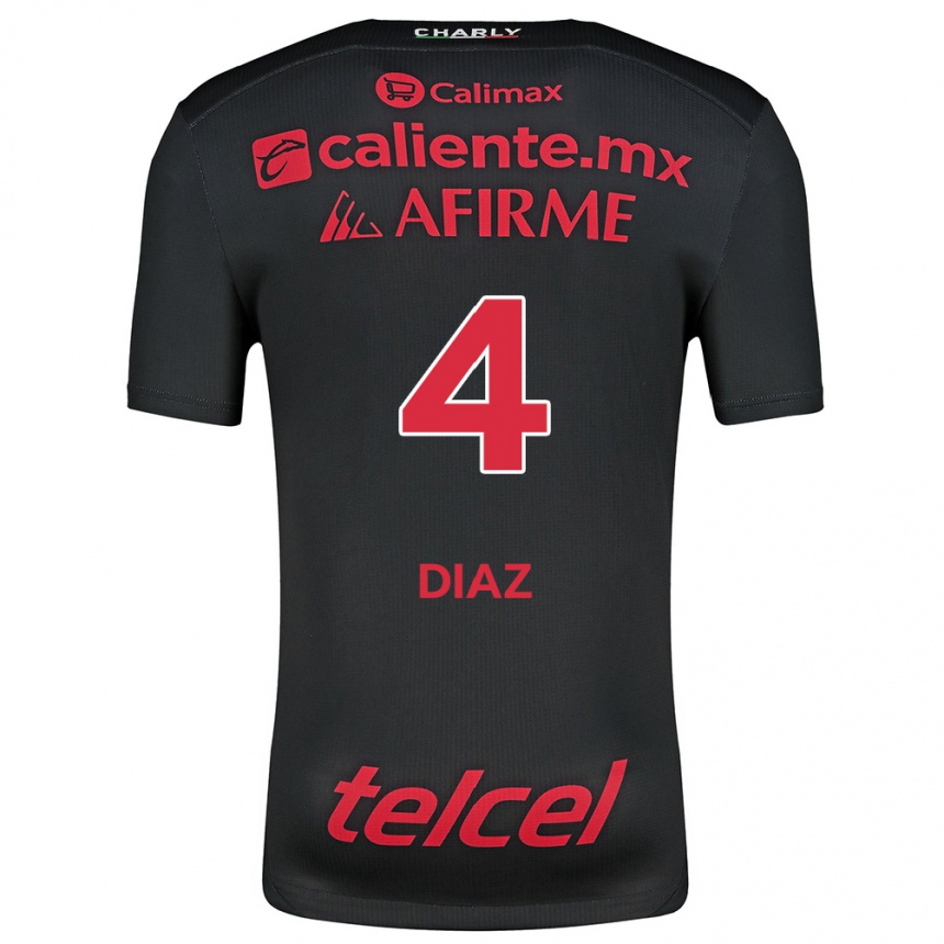 Homme Football Maillot Nicolás Díaz #4 Noir Rouge Tenues Domicile 2024/25 Canada