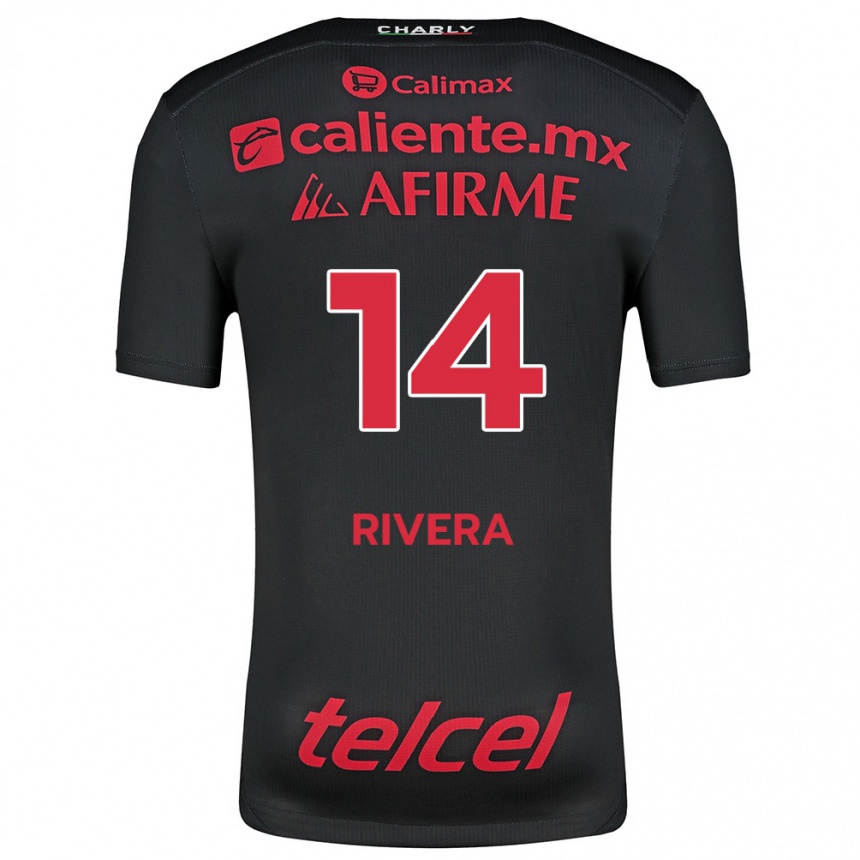 Homme Football Maillot Christian Rivera #14 Noir Rouge Tenues Domicile 2024/25 Canada