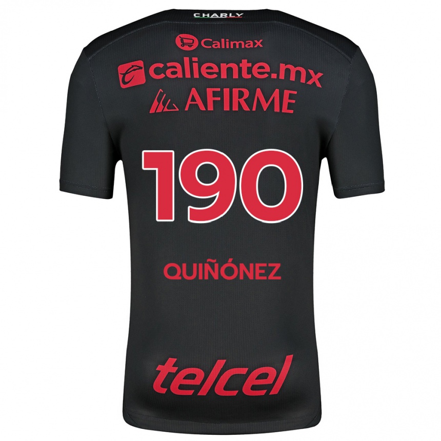 Men Football Martín Quiñónez #190 Black Red Home Jersey 2024/25 T-Shirt Canada