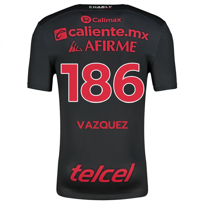 Homme Football Maillot Octavio Vázquez #186 Noir Rouge Tenues Domicile 2024/25 Canada