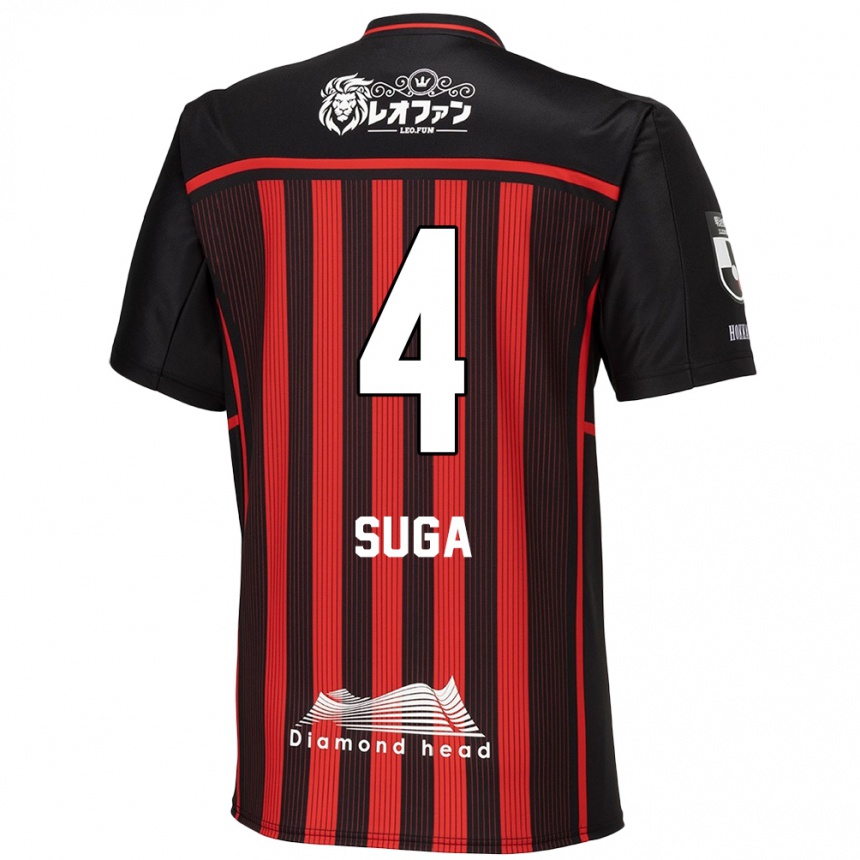 Men Football Daiki Suga #4 Red Black Home Jersey 2024/25 T-Shirt Canada