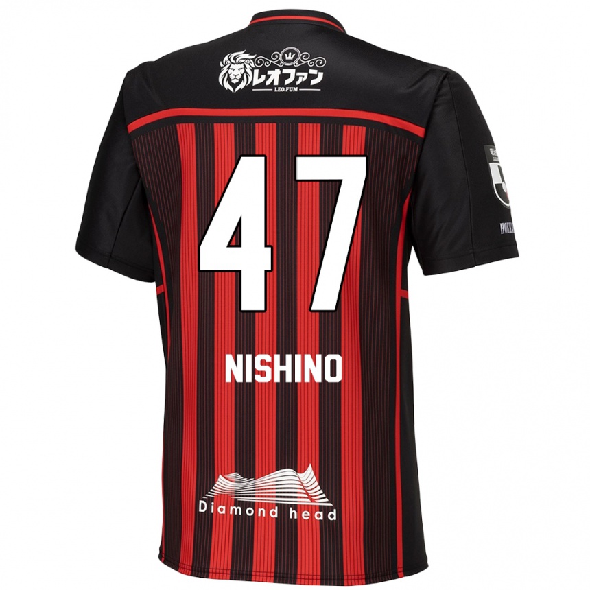 Men Football Shota Nishino #47 Red Black Home Jersey 2024/25 T-Shirt Canada