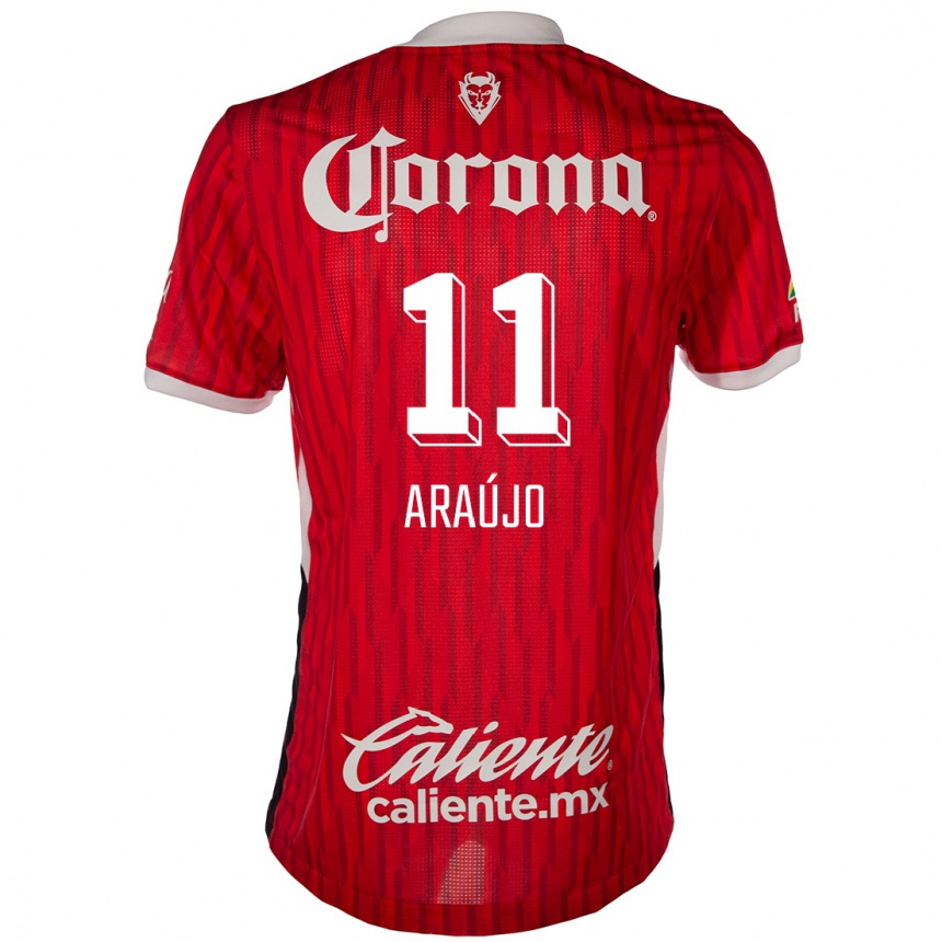 Homme Football Maillot Maximiliano Araújo #11 Rouge Blanc Tenues Domicile 2024/25 Canada