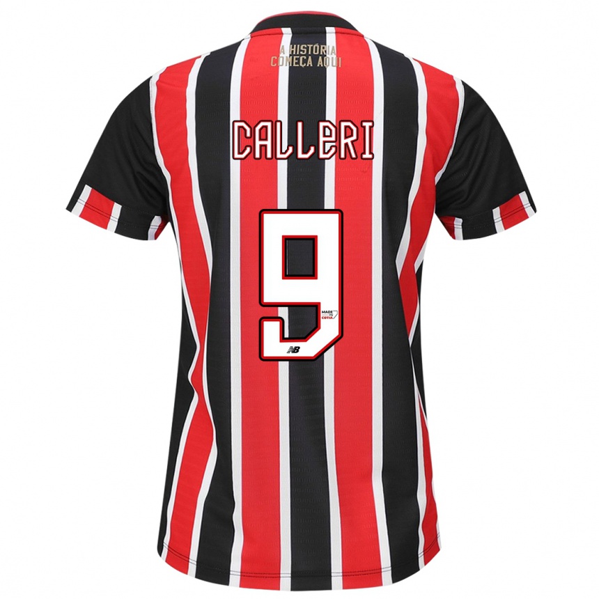 Men Football Jonathan Calleri #9 Black Red White Away Jersey 2024/25 T-Shirt Canada