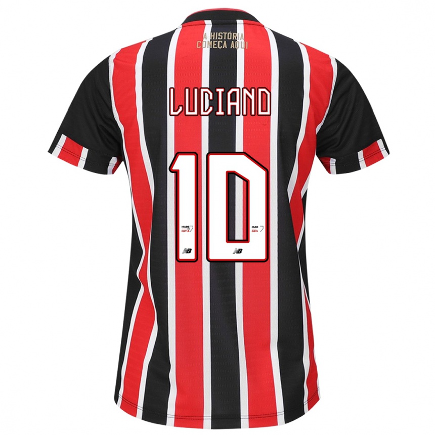 Men Football Luciano #10 Black Red White Away Jersey 2024/25 T-Shirt Canada