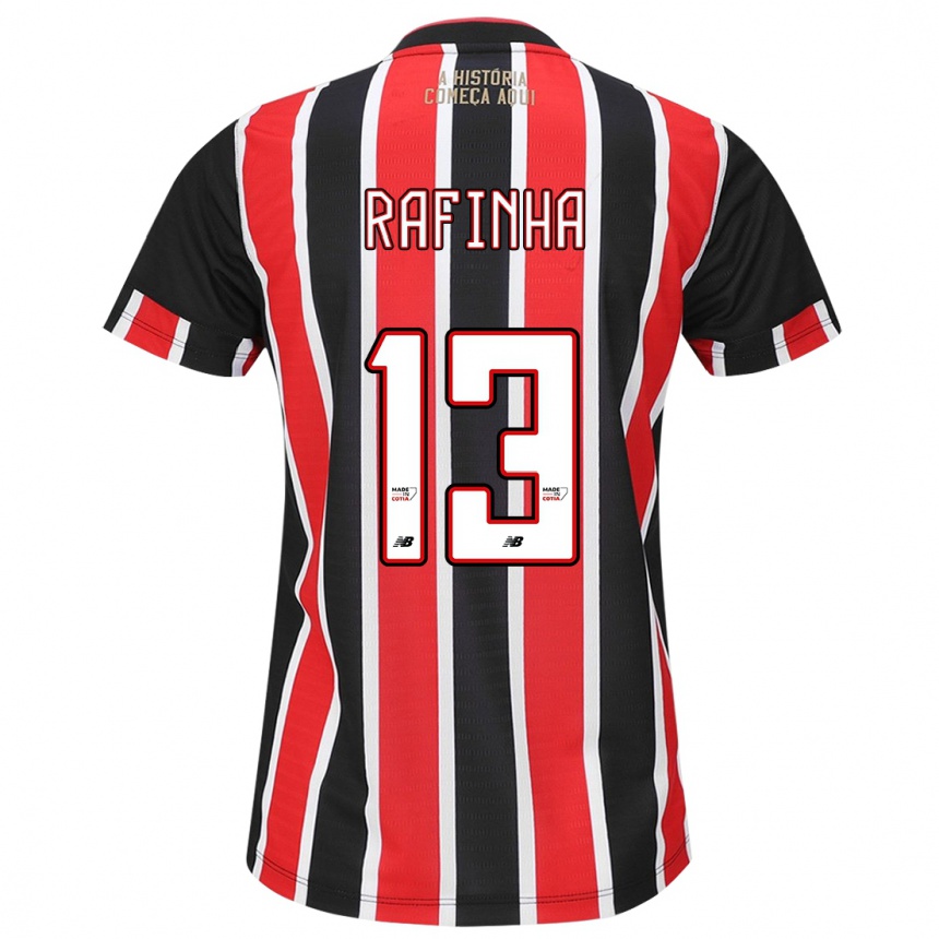 Men Football Rafinha #13 Black Red White Away Jersey 2024/25 T-Shirt Canada