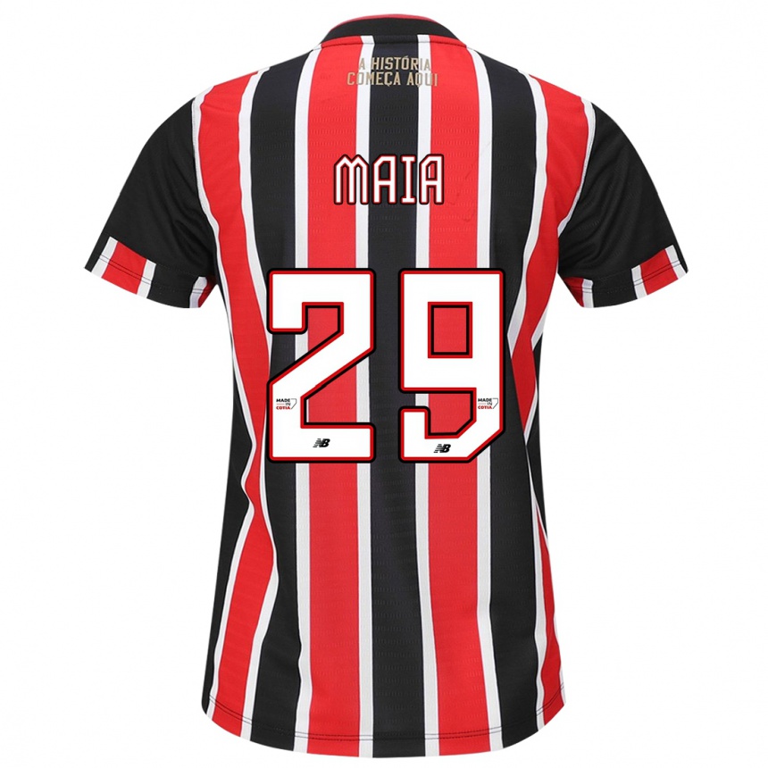 Men Football Pablo Maia #29 Black Red White Away Jersey 2024/25 T-Shirt Canada