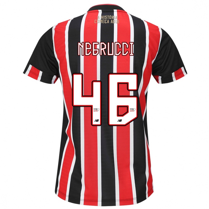 Men Football Felipe Negrucci #46 Black Red White Away Jersey 2024/25 T-Shirt Canada