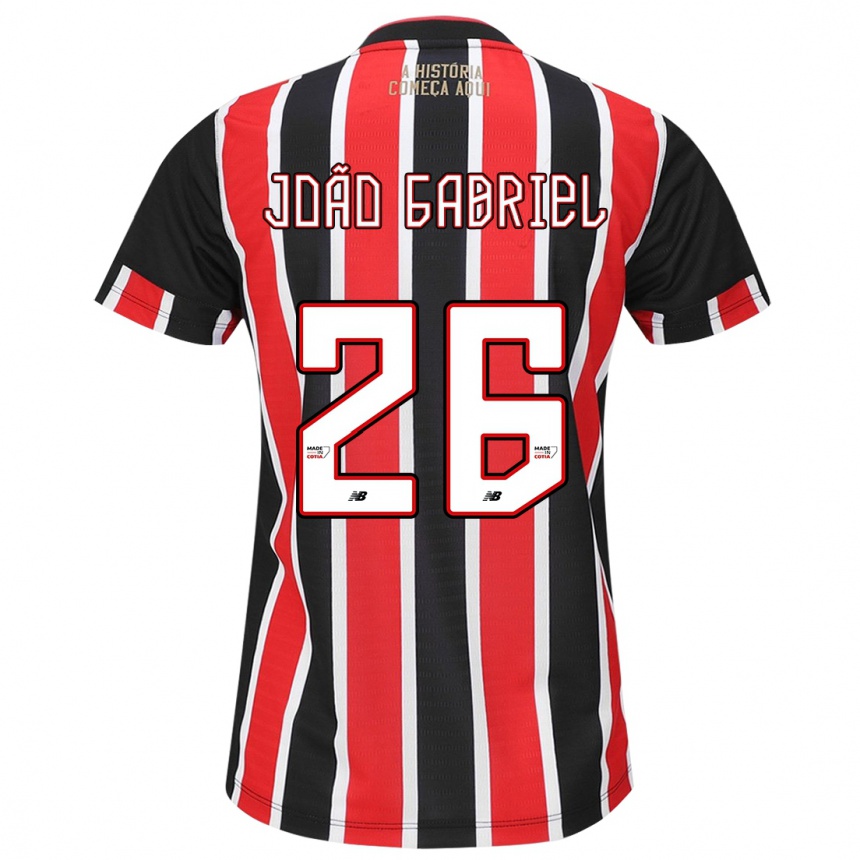 Men Football João Gabriel #26 Black Red White Away Jersey 2024/25 T-Shirt Canada