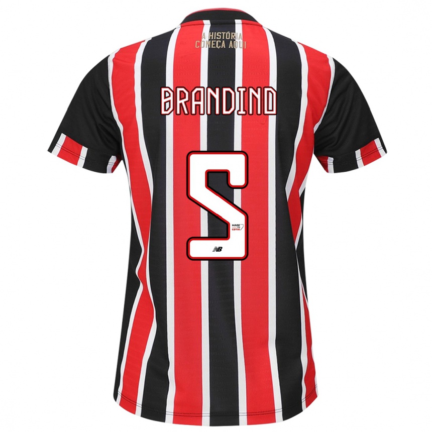 Men Football Kika Brandino #5 Black Red White Away Jersey 2024/25 T-Shirt Canada