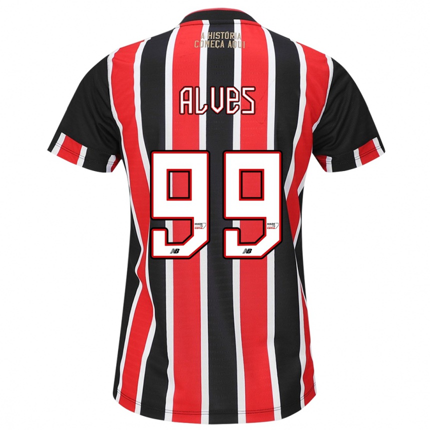 Men Football Letícia Alves #99 Black Red White Away Jersey 2024/25 T-Shirt Canada