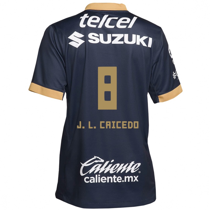 Men Football José Caicedo #8 Obsidian Gold White Away Jersey 2024/25 T-Shirt Canada