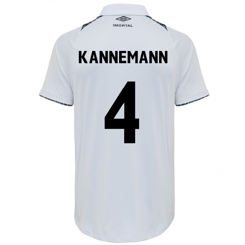 Men Football Walter Kannemann #4 White Blue Away Jersey 2024/25 T-Shirt Canada