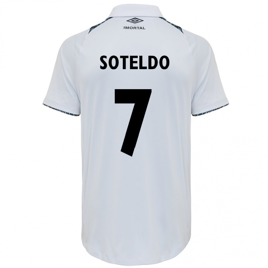 Men Football Yeferson Soteldo #7 White Blue Away Jersey 2024/25 T-Shirt Canada