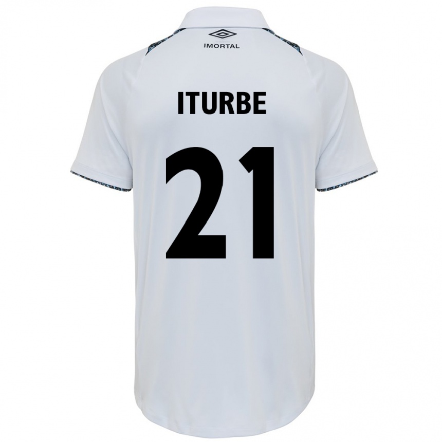 Homme Football Maillot Juan Iturbe #21 Blanc Bleu Tenues Extérieur 2024/25 Canada