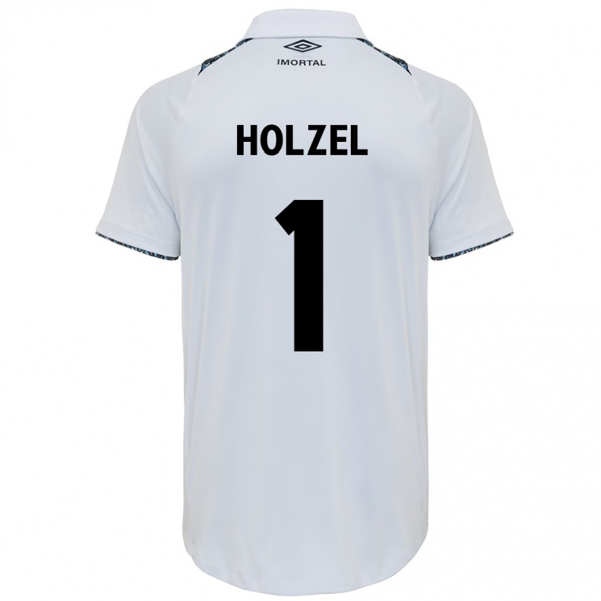 Men Football Vivi Holzel #1 White Blue Away Jersey 2024/25 T-Shirt Canada