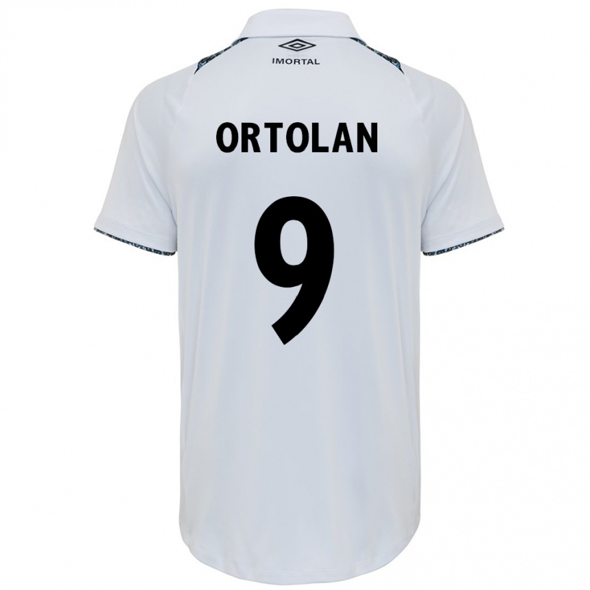 Men Football Dani Ortolan #9 White Blue Away Jersey 2024/25 T-Shirt Canada