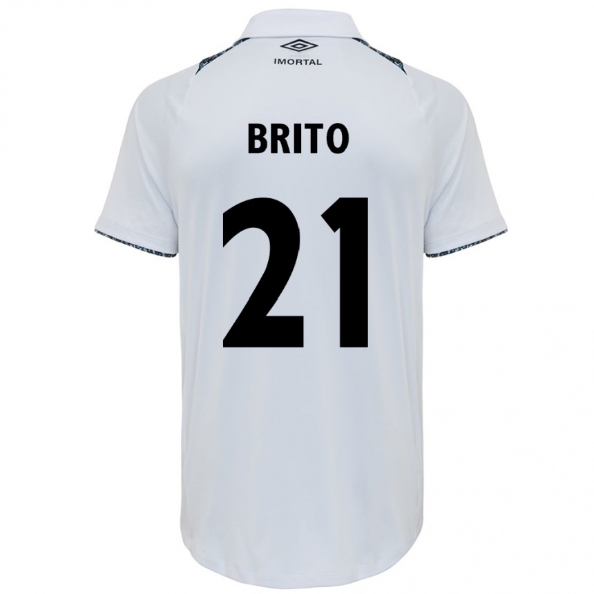 Men Football Brito #21 White Blue Away Jersey 2024/25 T-Shirt Canada