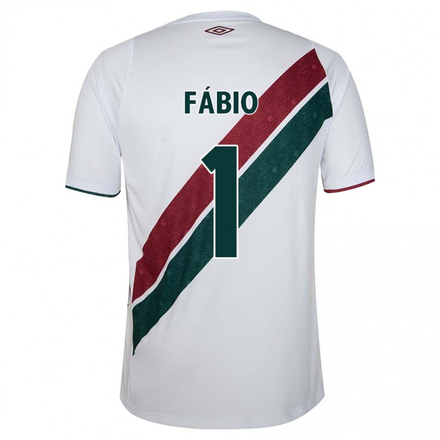 Men Football Fábio #1 White Green Maroon Away Jersey 2024/25 T-Shirt Canada